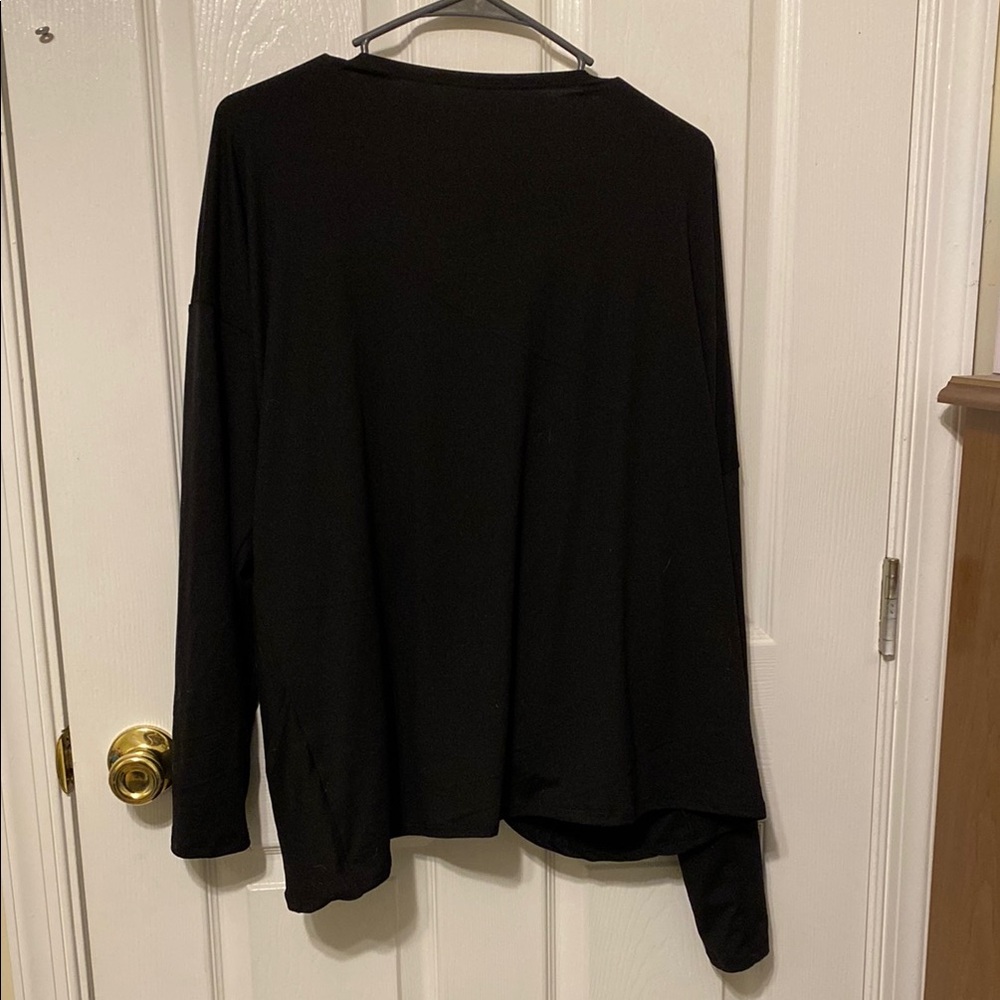 Elegant Black Long Sleeve Twist Back Blouse